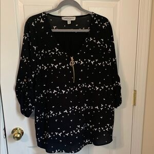 Tempted Hearts 2x 3/4 sleeve hummingbird tunic PTP 24” length 28”